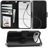 Arae Compatible with iPhone Air Case Wallet with Card Holder, Wristlet Strap Wallet Flip Cover for iPhone Air 6.5 inch Men/Women, RFID Blocking, Kickstand, Black