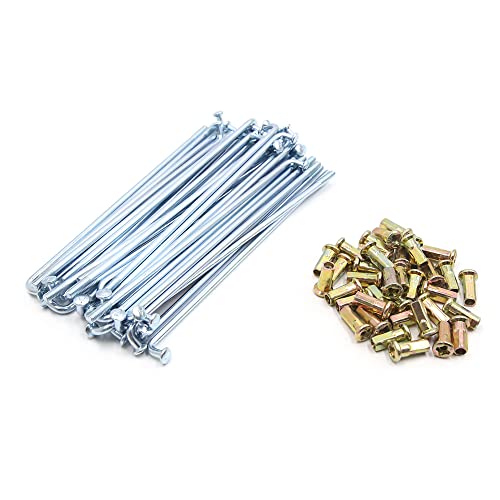 uxcell 36pcs Chrome Steel 4mm Thread Dia 160mm Length Motorcycle Wheel Spokes Protector with Nipples Metal Rims Cover