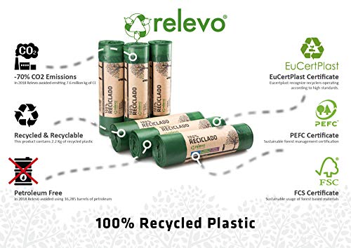 Relevo 60 Stück Mülltüten 50L - 100% Recycelt Müllsäcke - Müllbeutel