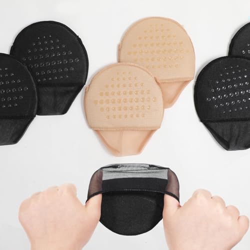 6 Pairs Toe Topper Socks Women, Non-Slip Toe Covers for Women, Black and Skin No Show Forefoot Socks, Seamless Half Sock for Mules Clogs3