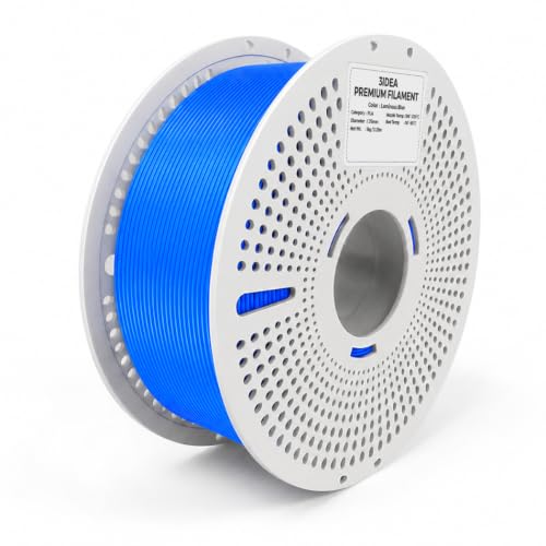 Image of 3IDEA PLA Luminous 3D Printer Blue Filament 1.75mm, 1KG with Reusable Spool, Glow in the Dark, Dimensional Accuracy ±0.02mm, Premium PLA for Smooth & Consistent Printing