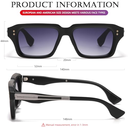 Image of AIEYEZO Rectangle Sunglasses for Men Women Fashion Square Frame Sun Glasses 90's Retro Designer Shades
