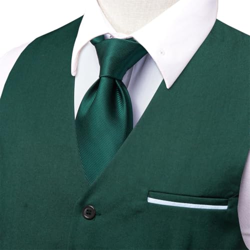 Men's Silk Waistcoat Tie Handkerchief Cufflinks Set Formal Suit Vest for Business Wedding Party4