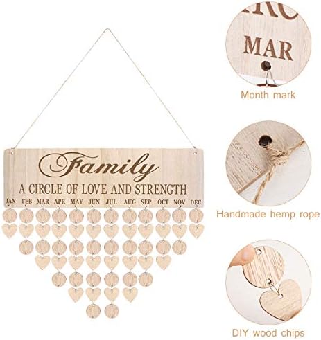 BESPORTBLE Wooden Birthday Reminder Calendar Plaque - Family Friends Birthday Reminder Calendar Wall Hanging for Christmas Decoration Halloween Party (A)