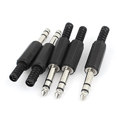 Conectores de audio y video 6.35mm estéreo macho, pack 5 piezas miniatura 1