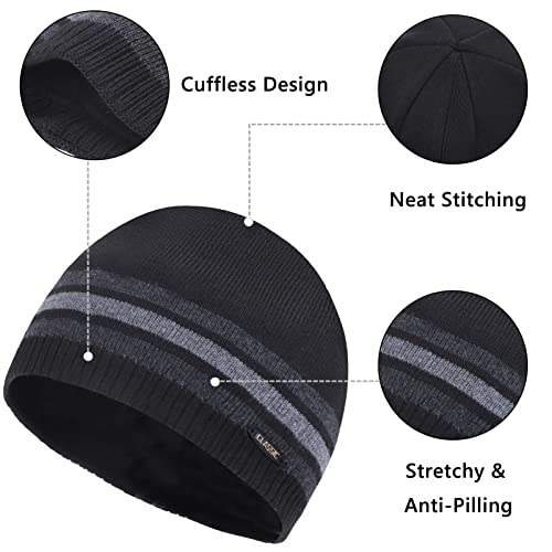 Ztl Mens Winter Beanie Hat Warm Knit Plain Skull Cap Ribbed Stocking Hat Toboggan Cap #TOP2