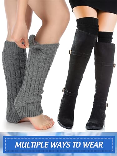 Chuarry 3 Pairs Winter Fleece Lined Leg Warmer For Women Skating Leg Warmer Long Boot Socks For Women Skating Every Day Wear thumb #3