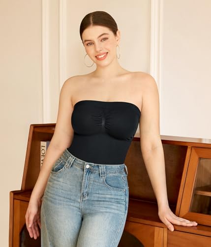 LODAY Strapless Shapewear Tank Tops for Women Compression Tank Top Tummy Control Long Tube Tops Camisoles4