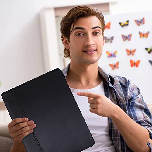 Azxcg Genuine Leather Portfolio Binder, Professional Organizer Padfolio, Leather Resume Portfolio Folder With Ykk Zipper For Men, 8.5 X 11 Writing Pad Stylish Working Document Folio, Black #TOP7