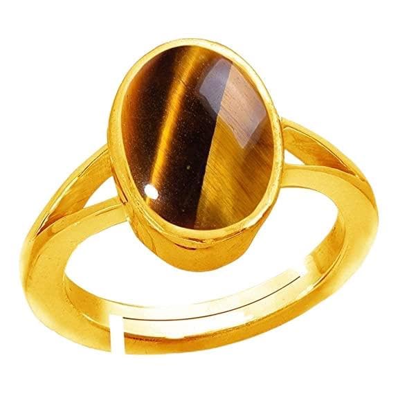 dauraya gems 10.00 Ratti 9.35 Carat Natural Tiger Eye Oval Cut Gemstone Astrological Gold Plated Ring Original Certified for Men's and Women's (NOP0154)-picture-21