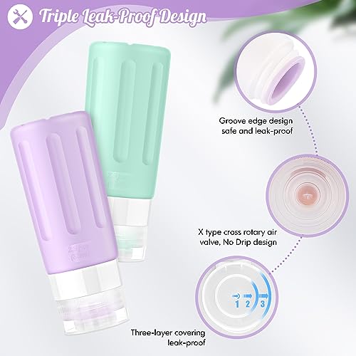 JBYAMUS 16 Pcs Silicone Bottles Set, Leak-Proof Design, Travel Size, TSA Approved for Toiletries, Portable Containers for Women (BPA Free)