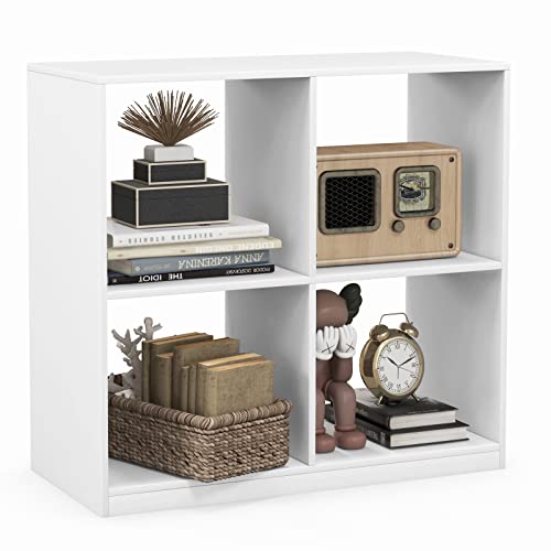 Image of Tangkula 4-Cube Bookcase, Freestanding Open Bookshelf, 2 Anti-Tipping Kits, Modern Cube Storage Wooden Display Shelf for Living Room Kids Room, Easy Assembly (White, 29 x 13 x 29 Inch)