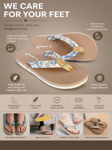 Image of TRACER Women's Casual Comfort Flip Flop Slippers | Lightweight Anti-Slip Everyday Wear | Soft Sole Stylish Daily Use Chappals for Girls & Ladies | Durable & Trendy Summer Footwear | 3 to 8 UK