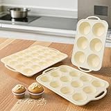 Vnray Silicone Muffin Pan Set：3Pcs Silicone Cupcake Molds for Baking Metal Frame - Nonstick Jumbo Muffin Pan - Mini Cupcake Tin - Regular Tray For English Blueberry Chocolate Egg Bites - Baker Lovers