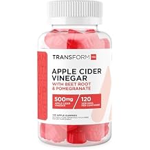 TransformHQ Apple Cider Vinegar Gummies 120 Servings, 500mg Per Serving - Gluten Free, Non-GMO