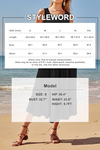 Image of STYLEWORD Womens Summer Casual Short Sleeve Flowy Midi Beach Dress