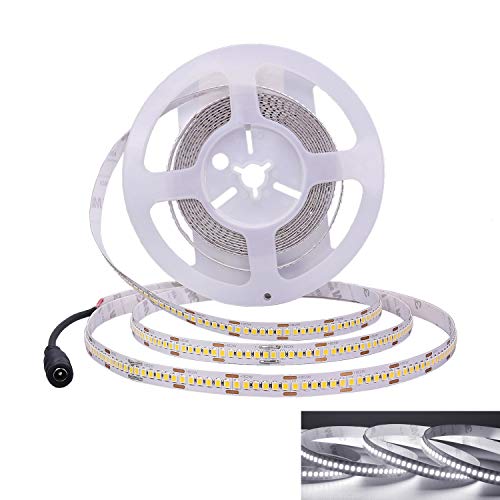 JOYLIT 24V Ruban à LED Blanc 6000K, UL CE Listed 5M Flexible 120W Super Luminosité 7800LM, Haute Densité 1200 LEDs 2835 SMD IP20 Non Étanche Bande LED