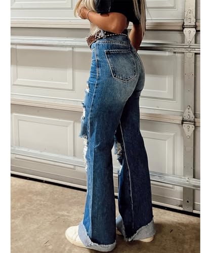 Women's 90S Vintage High Waisted Distressed Bootcut Jeans Stretchy Stylish Ripped Design2