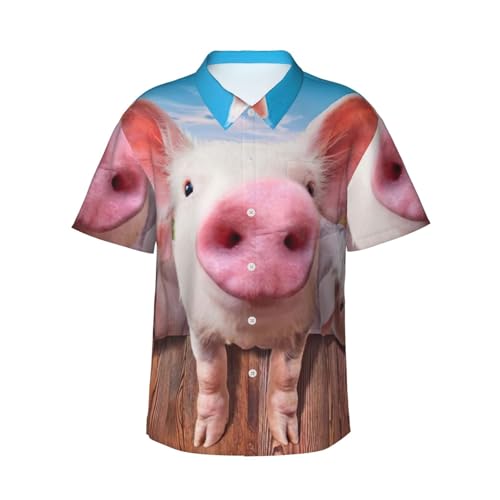 Chemise hawaïenne cochon homme short de plage d été et tenue de vacances boutonné