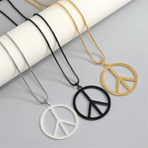 Metal Peace Sign Pendant Necklace Hippie 1960s 1970s Necklace for Dressing Party Accessories3
