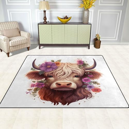 Grand tapis de sol 203 x 147 cm isolant à motif de bovins