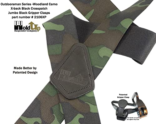 Holdup 2" Wide Outdoorsman Series Woodland Pattern Suspenders With Composite Plastic Usa Patented Gripper Clasp #TOP5