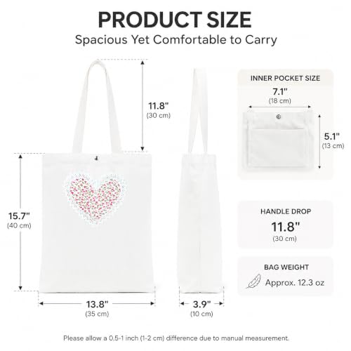 Image of Christian Tote Bag Gift for Women, Canvas Bible Bag Handmade Floral Cross