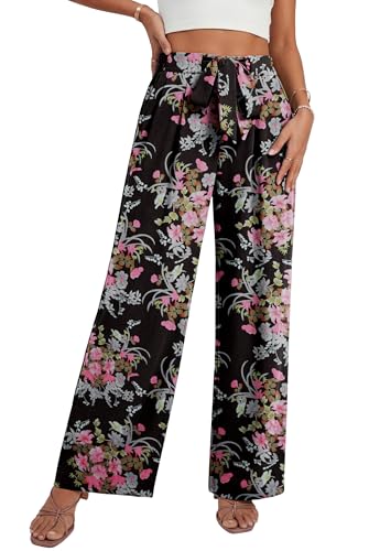 Lepunuo Wide Leg Pants High Waisted Casual Palazzo Pants Tie Knot Work Business Pants with Pockets