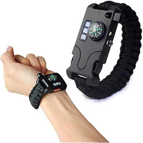 Acoser Survival Bracelet paracord SOS Rechargeable Braided LED Flashlight Whistle Compass Rescue Bracelet Multifunctional Outdoor Gear Cover