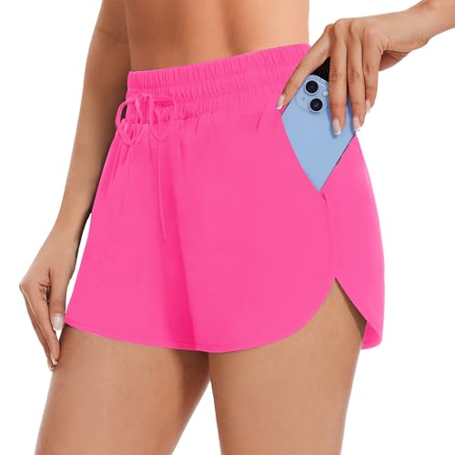 AKKQHH Sport Shorts Damen Sporthose Kurz mit Tasche Sommer Atmungsaktive...