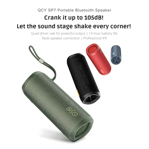 Image of QCY SP7 Portable Bluetooth Speaker - 40W Stereo Sound, 105 dB Loud Output, TWS Multi-Speaker Pairing, 15 RGB Light Modes, IPX7 Waterproof, 14H Battery Life