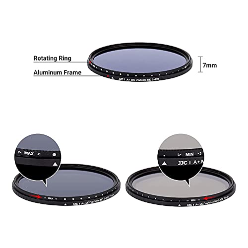Image of JJC F-NDV82 Series Variable Neutral Density Filter (82mm) for Camera Lens Photography, ND2 - ND400 Adjustable ND Filter