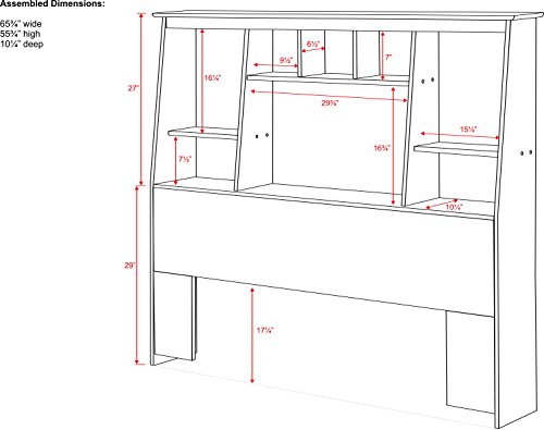 Prepac Espresso Full/Queen Tall Slant-Back Bookcase Headboard #TOP2