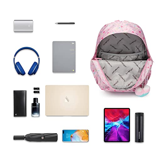 Reqinqin Kids Backpack Girls And Boys Pink Waterproof Large Space School Backpack Suitable For Age For Over 6 Years Old Lightweight Travel Cat Ear Heart Keychain Toddler Backpack（Pink Heart） #TOP3