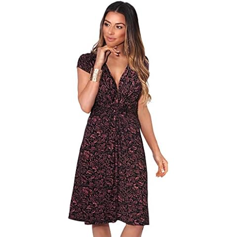 KRISP Knot Front Jersey Dress in Coral/Black Cover