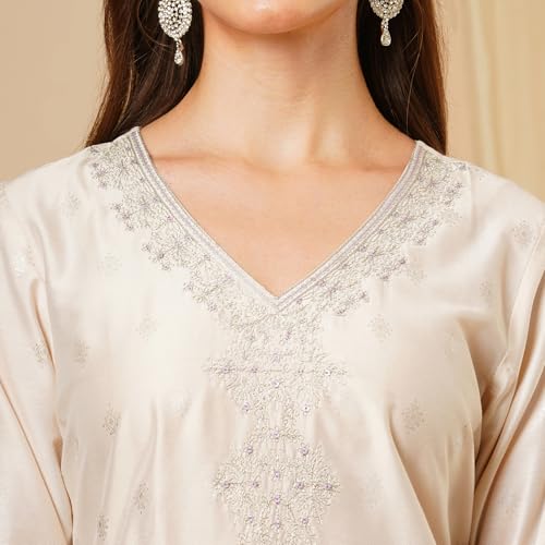Image of Globus Women Kurta Set (GS568758 Taupe S)