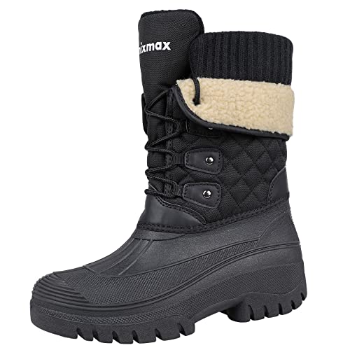 Knixmax Outdoor Winterstiefel Damen Warm Gefütterte Schneestiefel Winterschuhe mit wasserdichtem Obermaterial und rutschfesten Sohlen Geeignet für die Schneesaison im Winter Schwarz EU40 Knixmax Outdoor Winterstiefel Damen Warm Gefütterte Schneestiefel Winterschuhe mit wasserdichtem Obermaterial und rutschfesten Sohlen Geeignet für die Schneesaison im Winter Schwarz EU40