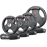 XDDIAS Rubber Weight Plates 2-Inch Olympic Grip Plate in Pairs or Single for Strength Training, Weightlifting and Bodybuilding in Home & Gym, Solid Cast Iron Weight Plates for Barbell, 10LB-45LB