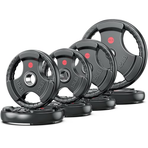 XDDIAS Rubber Weight Plates for Barbell, 2-Inch Olympic Grip Plate for Strength Training, Weightlifting and Bodybuilding in Home & Gym, Solid Cast Iron Weight Plates Pair and Sets (180LBS Set (Pair of 25, 45 & 4x10LB))