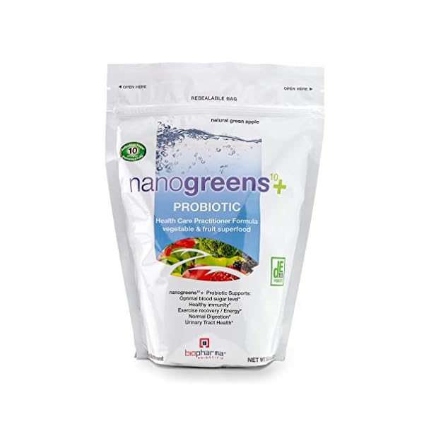 Biopharma Scientific NanoGreens + Probiotic Fruit and Vegetable Superfood Powder | Natural Green Apple Flavor | 30…