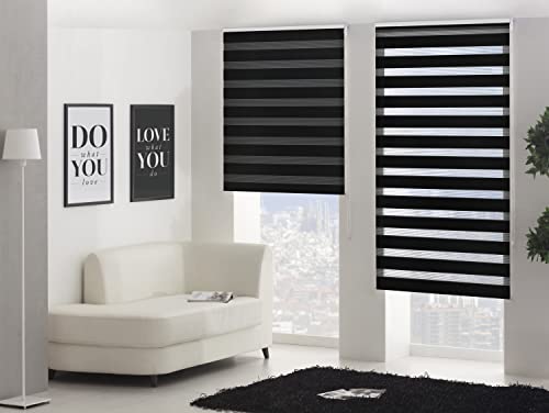 PUR LINE | Estor Enrollable Noche y Día Tamaño Ancho x Alto 180x250 – Estores Noche y Día Tamaño Tela 177x245 Instalación Pared o Techo   Panel Noche y Día Color Negro