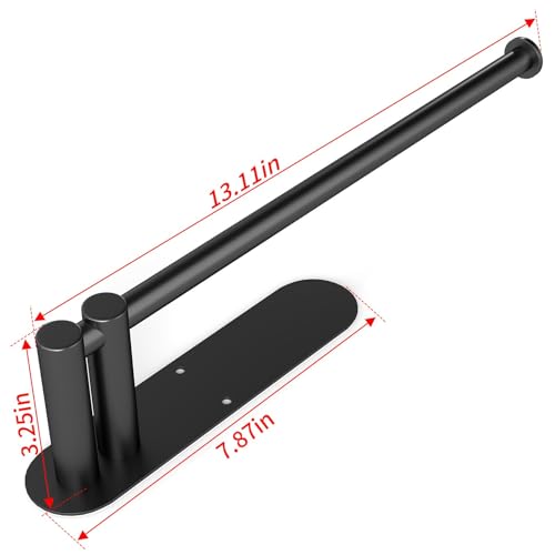 Image of Paper Towel Holder Under Cabinet, Upgraded Dual-Rod Adhesive Paper Towel Holder with Longer Base, Stainless Steel Wall Mounted Holder for Kitchen Towels, No Drill, Black