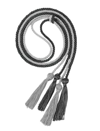 Image of Double Graduation Honor Cords - Black and Silver,68 inch Long