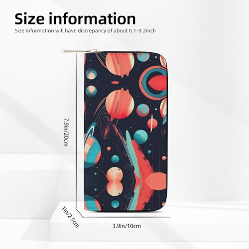 Space Planets Print Women Wallet Trendy Travel-Friendly 7.9X3.9in Casual Clutch Purse Gift for Ladies4