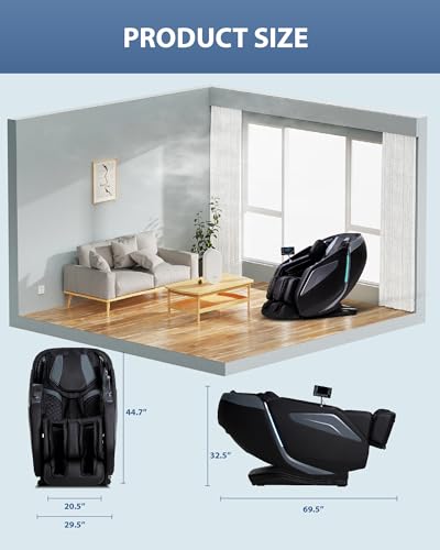 Image of 4D Massage Chair: Full Body Zero Gravity Massage Chair Full Body SL Track Chair Massage Black