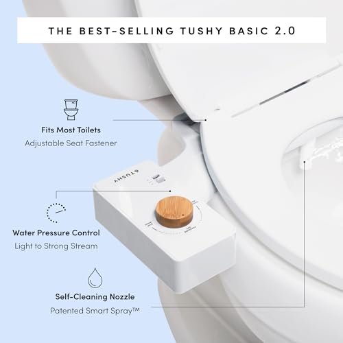 TUSHY Basic 2.0 Bidet Toilet Seat Attachment | A Non-Electric Self Cleaning Water Sprayer w/Adjustable Water Pressure Nozzle, Angle Control & Easy Home Installation (White/Bamboo) by TUSHY - Image 2