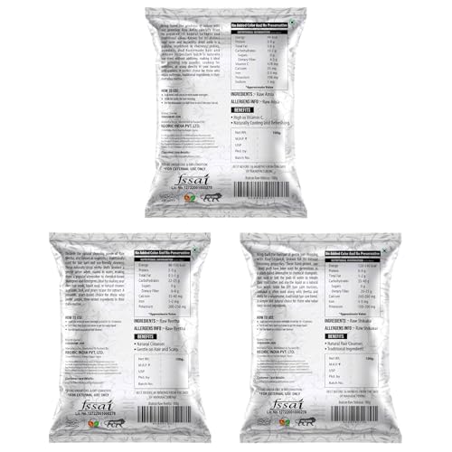 Organic Raw Reetha, Amla, Shikakai Combo Pack- 300g(100g x 3 Pack)|100% Natural Whole Dried Soap pod, aritha nut, Sukha Awla for Hair & Skin