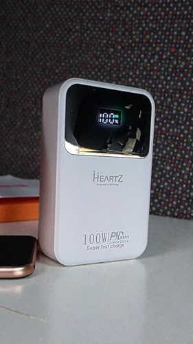 Resim HEARTZ H006 20000 MH PD 27W ve USB 100W FAST HIZLI ŞARJ DAHİLİ TYPE C VE LİGHTNİNG KABLOLU DÜNYA STANDARTLARINA UYGUN POLYMER BATARYA BİREBİR AMPER LCD GÖSTERGELİ POWERBANK 