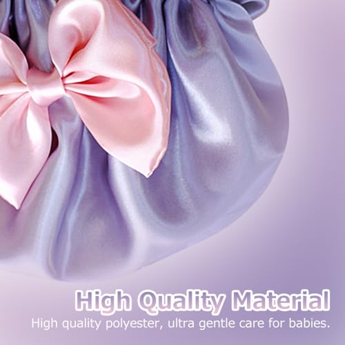 2 Pieces Kids Satin Bonnet for Sleeping, Adjustable Sleeping Cap Soft Silk Flower Night Hats with Cute Bow Design for Natural Hair, Fit for Toddler Child Baby Girls and Boys 2-5 Years Old4