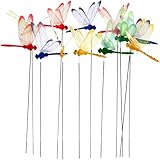 Warmshine 24 Pieces 3D Dragonfly Garden Decor Dragon Fly Garden Stakes Dragonflies Garden Ornaments